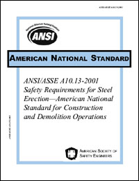 ANSI/ASSE A10.13-2001 Safety Requirements for Steel Erection