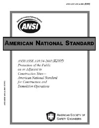 ANSI/ASSE A10.34-2001 (R2005) Protection of the Public on or Adjacent to Construction Sites