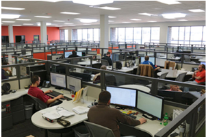 Interior view of open-plan offices