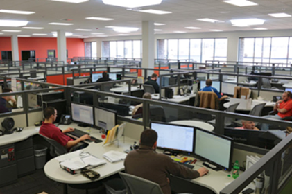 Interior view of open-plan offices