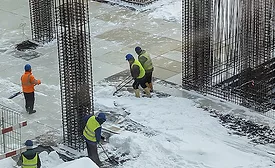 Workers in snow