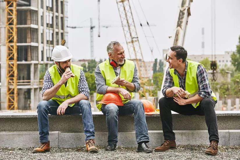 Construction workers on break