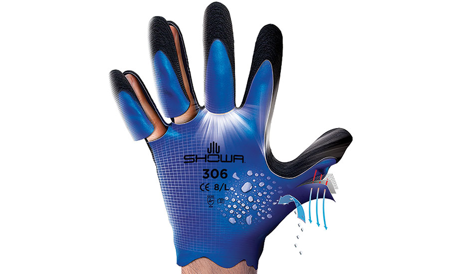 SHOWA 306 dual latex technology and 7 gauge terry acrylic inner shell for warmth plus ANSI A4 cut-resistant protection