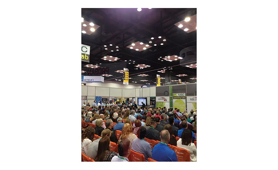 Packed room for a learning session.