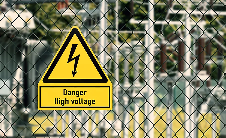 workplace with hazard signs, alarms, and signals 