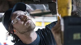 worker wearing safety glasses