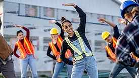 construction team stretching