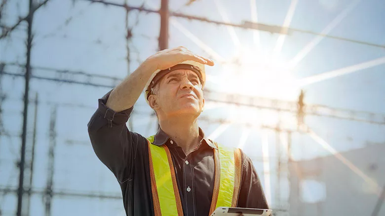 construction worker in summer sun