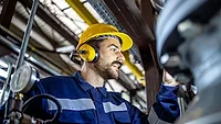worker wearing hearing protection