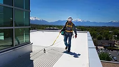 worker wearing fall protection