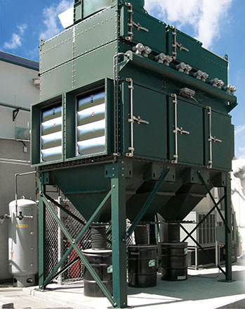 Industrial dust collector with explosion vents