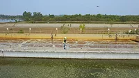 worker in a wastewater treatment facility