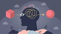 This image illustrates the concept of cognitive bias, specifically how internal perception and thought processes can distort incoming information. 