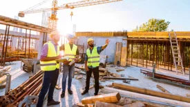men working on a construction site in the summer heat