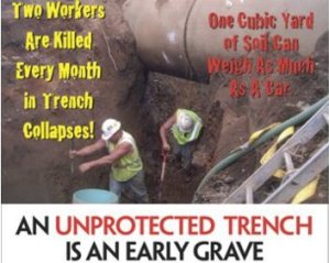 OSHA trench safety warning poster