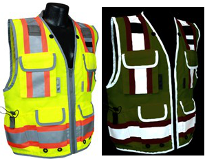 SV55 Vest during day (left) and vest at night (right).