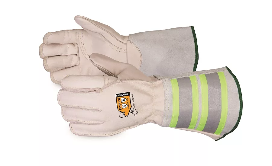 Superior Glove Works Ltd.'s Endura Deluxe Kevlar-lined Lineman Gloves w/ 6"Reflective Gauntlet Cuffs. Product ID: 365DLX6KG