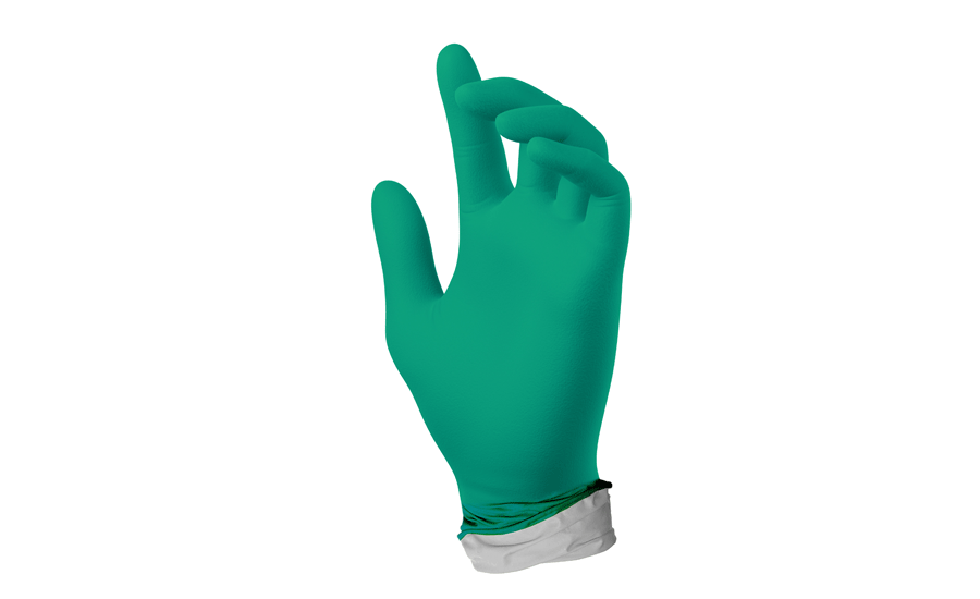 Pro Heavy Duty Flock Lined Green Nitrile Gloves Tough Durable Abrasion Resistant 