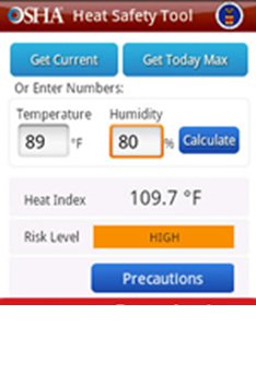 OSHA heat safety mobile app