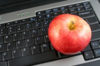 apple on keyboard