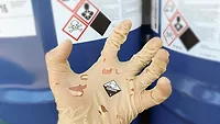 gloves damaged by chemicals